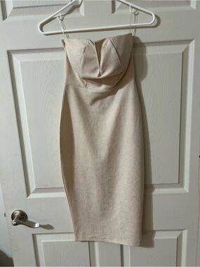 Charlotte Russe Strapless Cream Bodycon Midi Dress